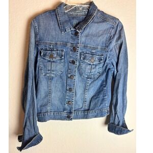 Kut from the Kloth Womens Denim Trucker Jacket Medium Wash KJ618MAIN Size L